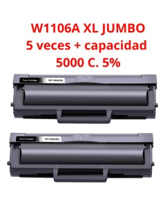 toner Compatible HP W1106A XL / 106A - CON CHIP -(Alta Capacidad) HP Laser 107a, 107w / MFP 135a, 135w, 137fnw 5000c. 5%