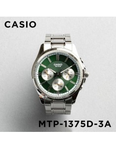 reloj deportivo hombre Casio Enticer MTP-1375D-1A dial negro correa de acero resistente al agua 50m 2