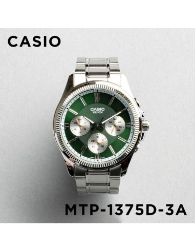reloj deportivo hombre Casio Enticer MTP-1375D-1A dial negro correa de acero resistente al agua 50m