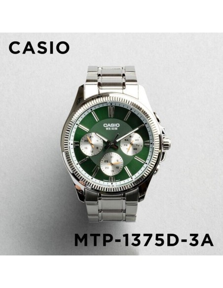 copy of reloj deportivo hombre Casio Enticer MTP-1375D-1A dial negro correa de acero resistente al agua 50m