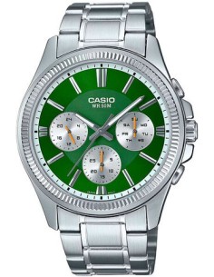 reloj deportivo hombre Casio Enticer MTP-1375D-1A dial negro correa de acero resistente al agua 50m