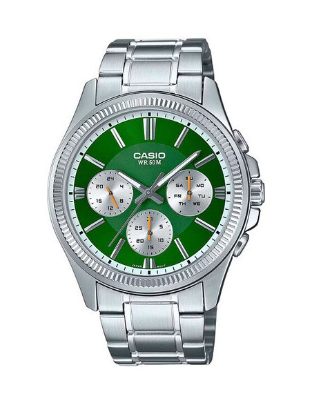 copy of reloj deportivo hombre Casio Enticer MTP-1375D-1A dial negro correa de acero resistente al agua 50m