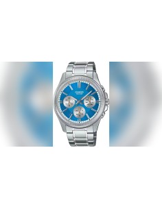 reloj deportivo hombre Casio Enticer MTP-1375D-1A dial negro correa de acero resistente al agua 50m 2