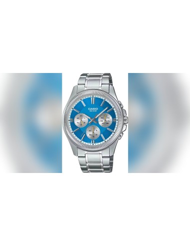copy of reloj deportivo hombre Casio Enticer MTP-1375D-1A dial negro correa de acero resistente al agua 50m