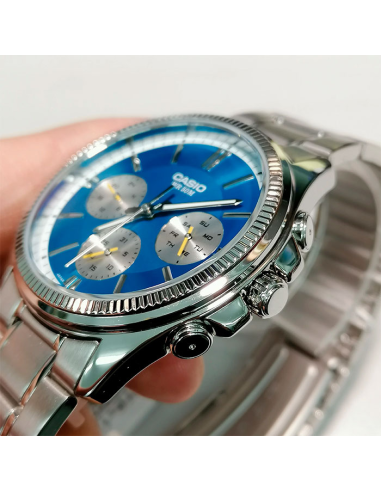 copy of reloj deportivo hombre Casio Enticer MTP-1375D-1A dial negro correa de acero resistente al agua 50m