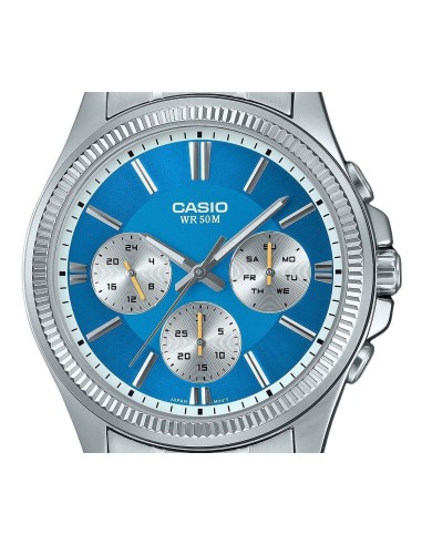 copy of reloj deportivo hombre Casio Enticer MTP-1375D-1A dial negro correa de acero resistente al agua 50m