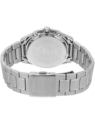 reloj deportivo hombre Casio Enticer MTP-1375D-1A dial negro correa de acero resistente al agua 50m
