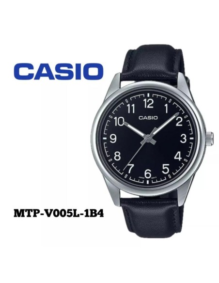 Reloj analógico Casio MTP-V005L-1B4 correa de cuero color negro