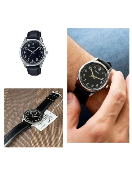 Reloj analógico Casio MTP-V005L-1B4 correa de cuero color negro
