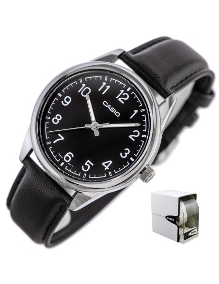 Reloj analógico Casio MTP-V005L-1B4 correa de cuero color negro