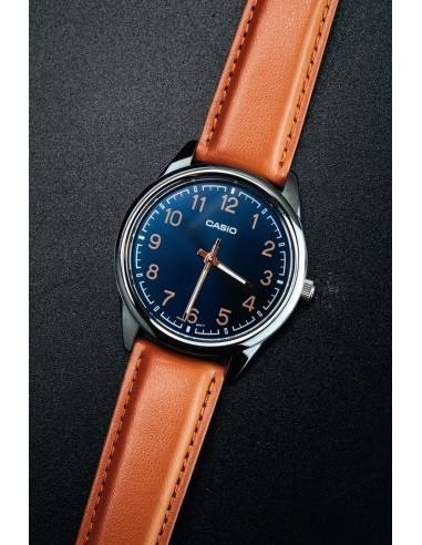 Reloj analógico hombre Casio MTP-V005L-2B4 40mm dial azul correa de cuero