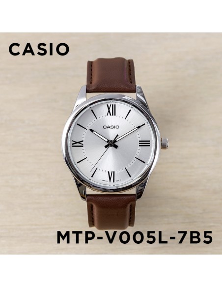 Reloj analógico Casio MTP-V005L-7b5 correa de cuero color marron