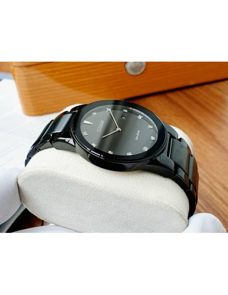 Reloj hombre Citizen Eco-Drive Mens Axiom Series AU1065-58G Diamond 40mm Baño de iones
