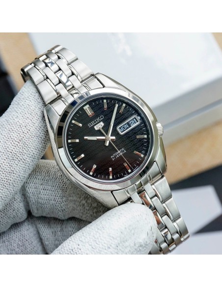 Reloj automático hombre Seiko 5 SNK361K1 dial negro correa acero 37mm diámetro