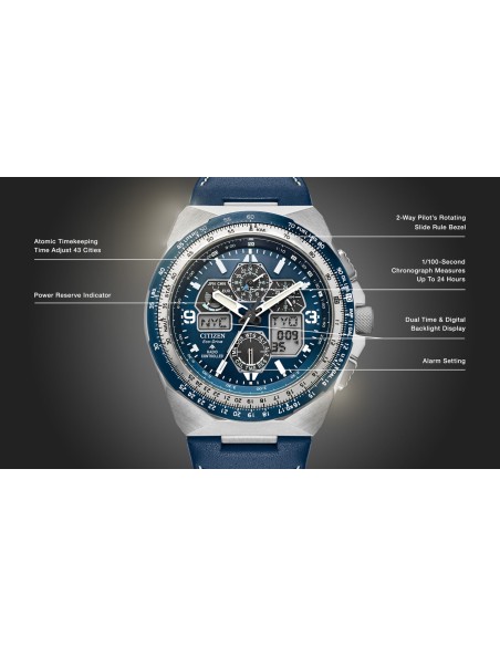 reloj aviador radiocontrol Citizen Promaster Skyhawk A-T JY8148-08L 46m 200m WR cristal de zafiro