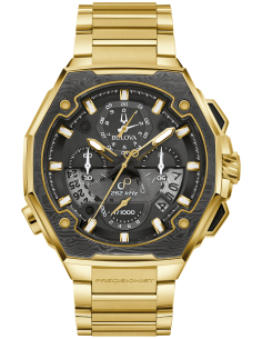 cronógrafo Bulova Precisionist Series X Chronograph 98B429  Bisel de Acero de Damasco cristal de zafiro