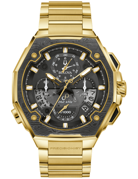 cronógrafo Bulova Precisionist Series X Chronograph 98B429  Bisel de Acero de Damasco cristal de zafiro