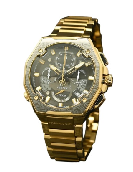 cronógrafo Bulova Precisionist Series X Chronograph 98B429  Bisel de Acero de Damasco cristal de zafiro