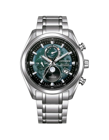 Titanio radio-control Citizen Tsuki-yomi Moon Phase A-T BY1010-57X 43mm Cristal de zafiro anti-reflejo 100m WR
