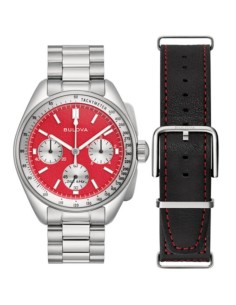 Bulova Precisionist Lunar Pilot Blood Moon 96K115 43.5mm 50m WR cristal de zafiro High Precision 262kHz + correa extra de cuero