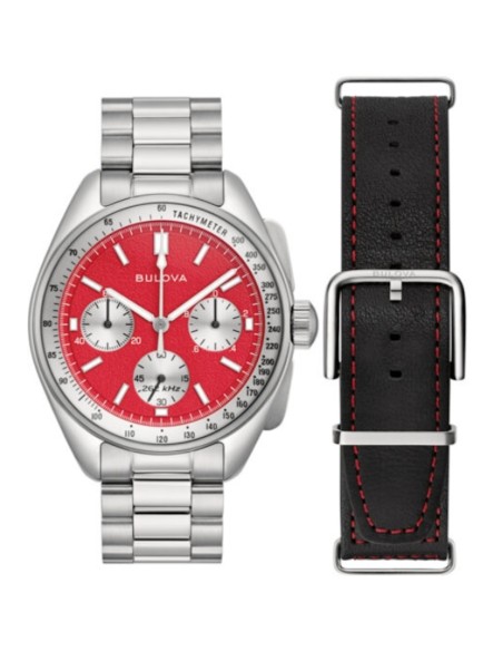 Bulova Precisionist Lunar Pilot Blood Moon 96K115 43.5mm 50m WR cristal de zafiro High Precision 262kHz + correa extra de cuero
