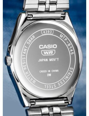 reloj clásico hombre Casio MTP-B145D-7B 80’s style  35mm 50m WR correa de acero