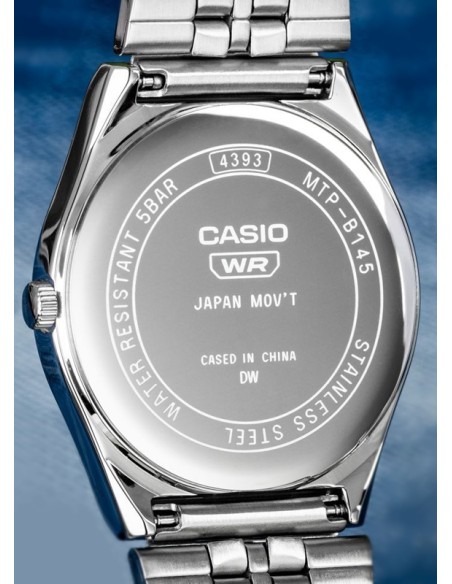 reloj clásico hombre Casio MTP-B145D-7B 80’s style  35mm 50m WR correa de acero