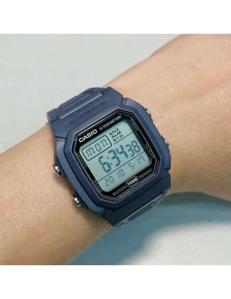 Reloj digital unisex clásico Casio  W-800H-2AV 100m WR 10 años batería Hora Mundial Hora Dual Illuminator