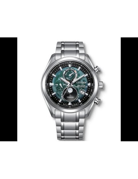 Titanio radio-control Citizen Tsuki-yomi Moon Phase A-T BY1010-57X 43mm Cristal de zafiro anti-reflejo 100m WR