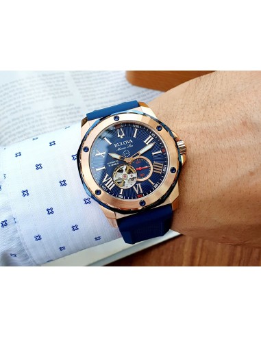 Reloj automático hombre Bulova Marine Star 98A227 44mm 200m WR correa de goma