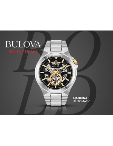 Reloj automático hombre Bulova Maquina 98A224 46mm Cristal de zafiro 100m WR correa de acero