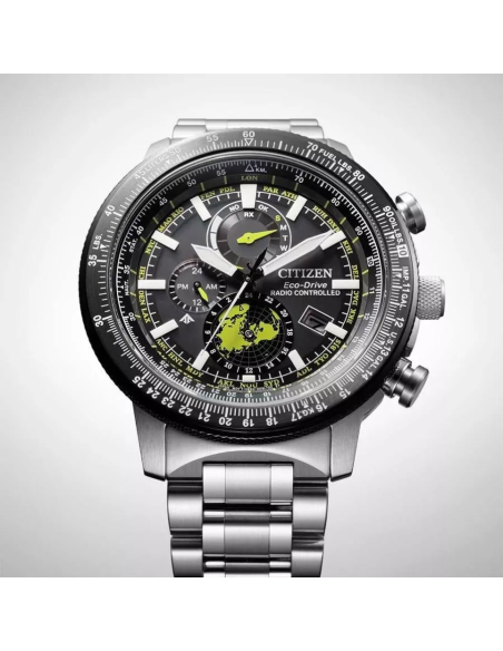 aviador hombre radiocontrol Citizen Promaster Sky GeoTrekk BY3006-53E JDM 46mm 200m WR cristal de zafiro