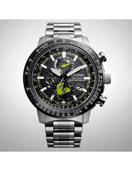 aviador hombre radiocontrol Citizen Promaster Sky GeoTrekk BY3006-53E JDM 46mm 200m WR cristal de zafiro
