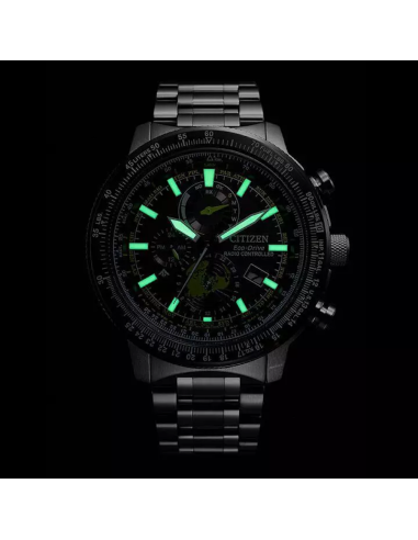 aviador hombre radiocontrol Citizen Promaster Sky GeoTrekk BY3006-53E JDM 46mm 200m WR cristal de zafiro
