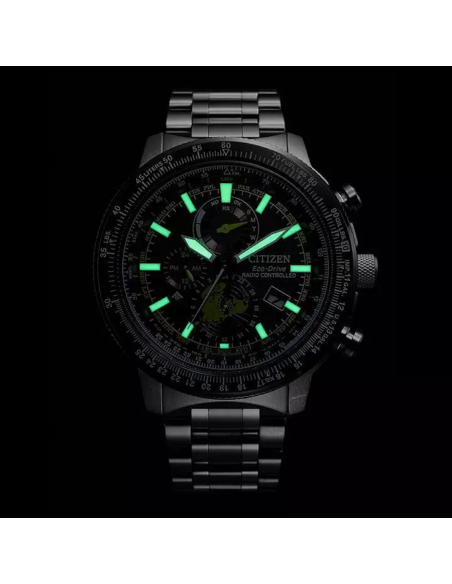 aviador hombre radiocontrol Citizen Promaster Sky GeoTrekk BY3006-53E JDM 46mm 200m WR cristal de zafiro