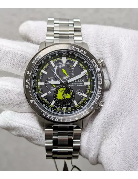 aviador hombre radiocontrol Citizen Promaster Sky GeoTrekk BY3006-53E JDM 46mm 200m WR cristal de zafiro