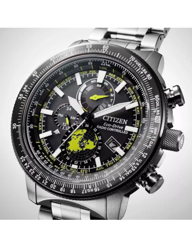 aviador hombre radiocontrol Citizen Promaster Sky GeoTrekk BY3006-53E JDM 46mm 200m WR cristal de zafiro
