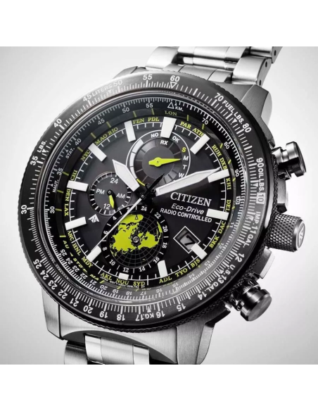 aviador hombre radiocontrol Citizen Promaster Sky GeoTrekk BY3006-53E JDM 46mm 200m WR cristal de zafiro