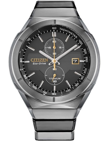 Reloj hombre ultra-ligero Citizen Super Titanium Armor CA7058-55E 44mm Eco-drive Cristal de Zafiro Taquímetro