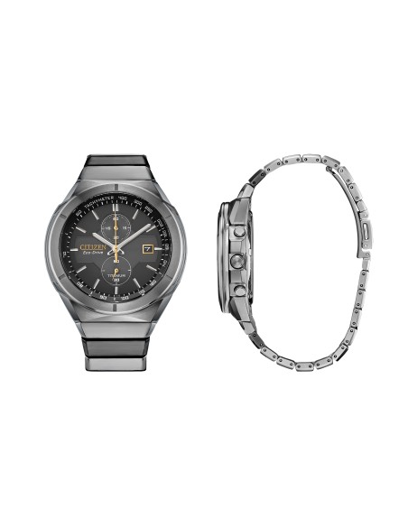 Reloj hombre ultra-ligero Citizen Super Titanium Armor CA7058-55E 44mm Eco-drive Cristal de Zafiro Taquímetro