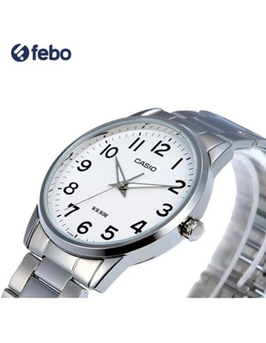 Reloj CAsio analogico Casio MTP-1303D-7B dial blanco correa de acero inoxidable
