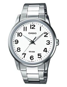 Reloj Casio analogico MTP-1303D-7B dial blanco correa de acero inoxidable 47 mm x 40 mm