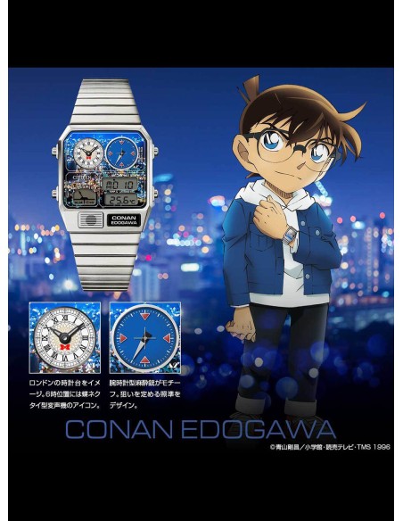 unisex Citizen Detective Conan x Citizen Ana-Digi Temp CONAN EDOGAWA Modelo Reloj Limitado 35x31m