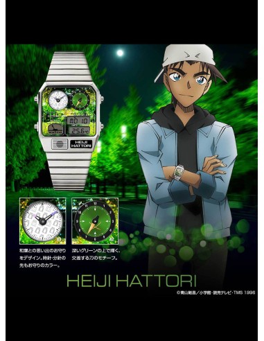 unisex Citizen Detective Conan x Citizen Ana-Digi Temp HEIJI HATTORI  Modelo Reloj Limitado 35x31mm