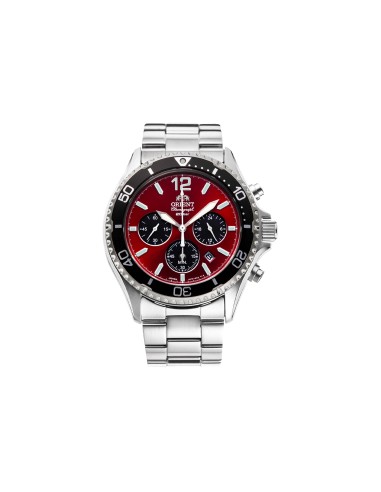 solar Orient Sports Chronograph Red Black Panda RA-TX0207R 42.8mm 200m WR cristal de zafiro