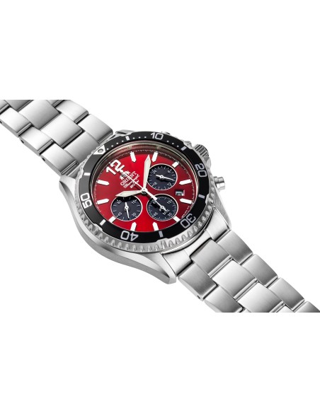 solar Orient Sports Chronograph Red Black Panda RA-TX0207R 42.8mm 200m WR cristal de zafiro