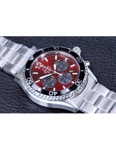 solar Orient Sports Chronograph Red Black Panda RA-TX0207R 42.8mm 200m WR cristal de zafiro