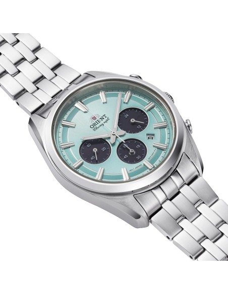 cronógrafo solar hombre Orient Ice Blue Panda RA-TX0304L  40mm  50m WR cristal de zafiro