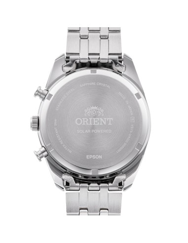cronógrafo solar hombre Orient Ice Blue Panda RA-TX0304L  40mm  50m WR cristal de zafiro