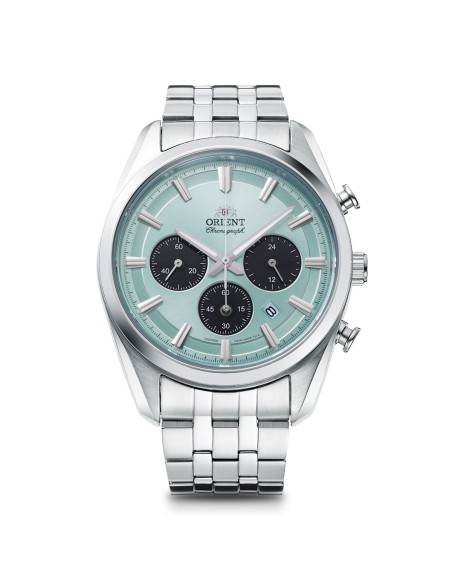 cronógrafo solar hombre Orient Ice Blue Panda RA-TX0304L  40mm  50m WR cristal de zafiro